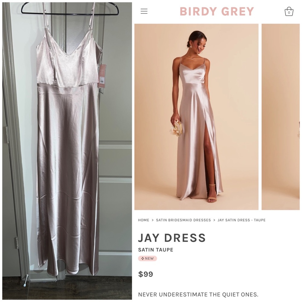 Birdy Grey NWT Jay Dress in Satin Taupe, Size XS